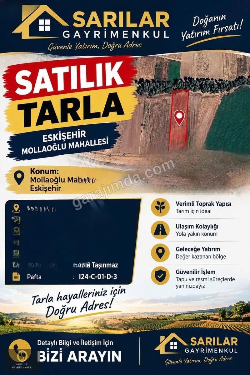 SATILIK TARLA | ESKİŞEHİR MOLLAOĞLUNDA 2.565 m²
