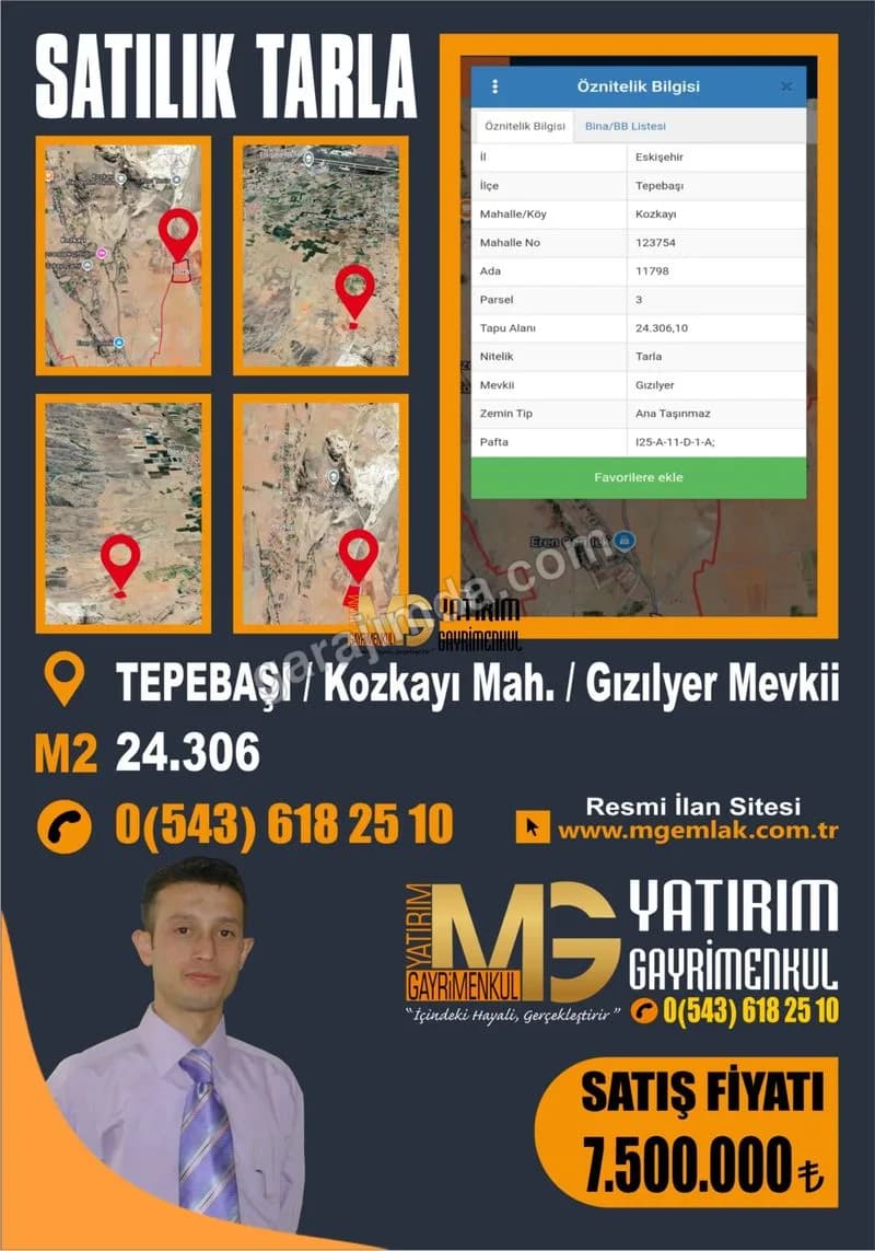 MG YATIRIM GAYRİMENKULDEN SATILIK KOZKAYIDA 24 DÖNÜM TARLA